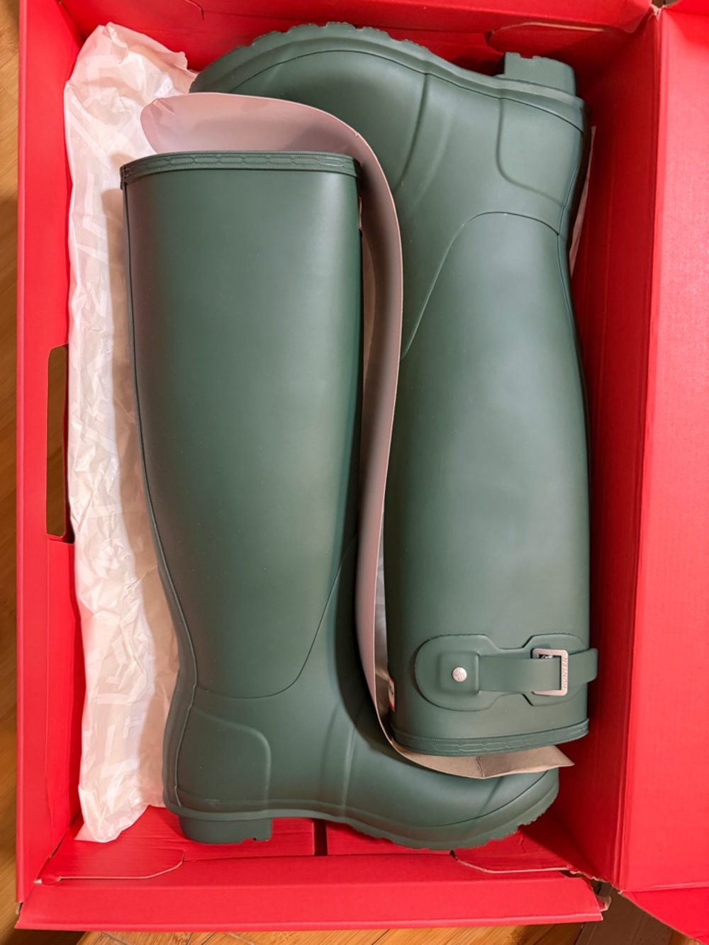 Hunter Matte Forest Green Tall Rubber Rain Boots